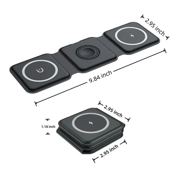 15W Magnetic Foldable 3 In 1 Charging Station