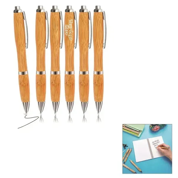 Retractable Bamboo Pen with Clip