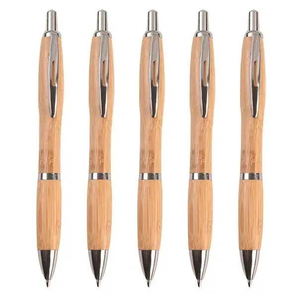 Retractable Bamboo Pen with Clip