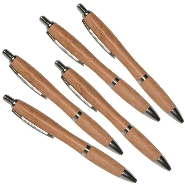 Retractable Bamboo Pen with Clip