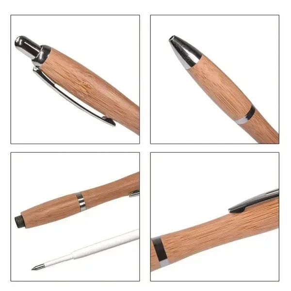Retractable Bamboo Pen with Clip