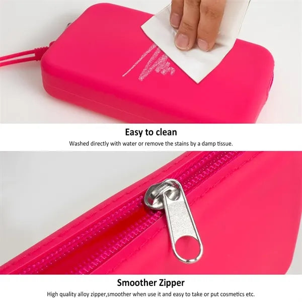 Waterproof travel toiletry bag silicone makeup coins purse