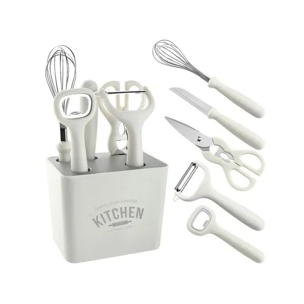 5 In 1 Stainless Steel Kitchen Utensil Set w/Holder