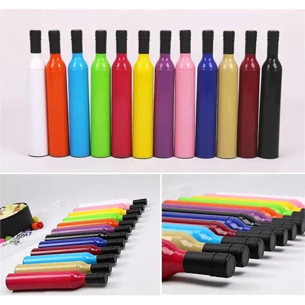 Creative Wine Bottle Design Compact Folding Umbrella
