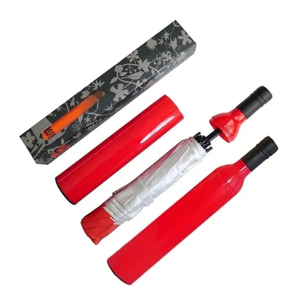 Creative Wine Bottle Design Compact Folding Umbrella