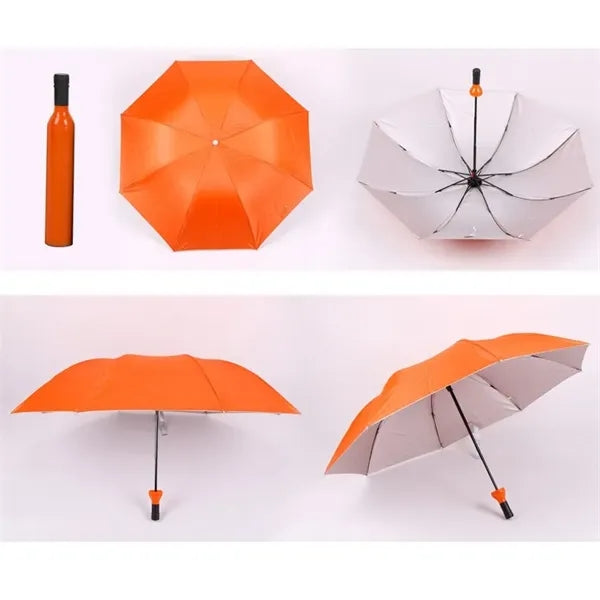 Creative Wine Bottle Design Compact Folding Umbrella