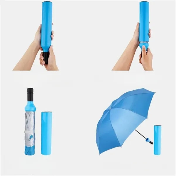 Creative Wine Bottle Design Compact Folding Umbrella