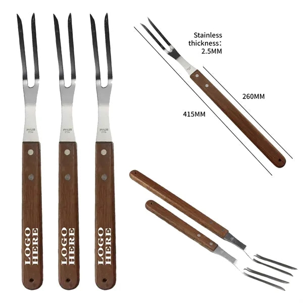 Picnic Barbecue Forks With Wooden Handle