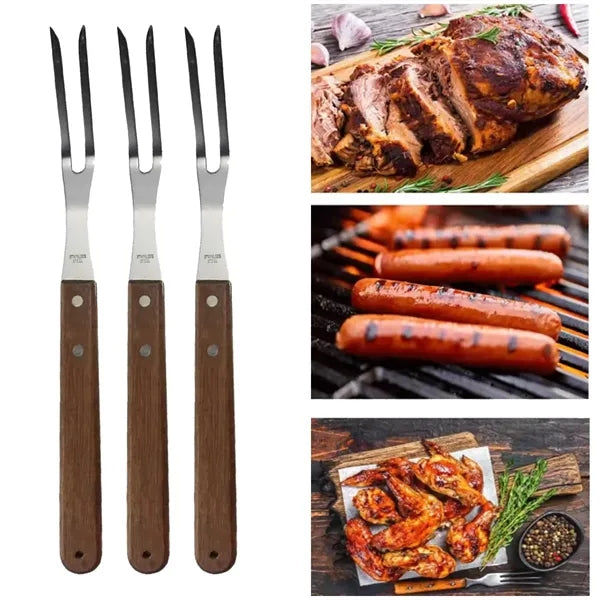 Picnic Barbecue Forks With Wooden Handle