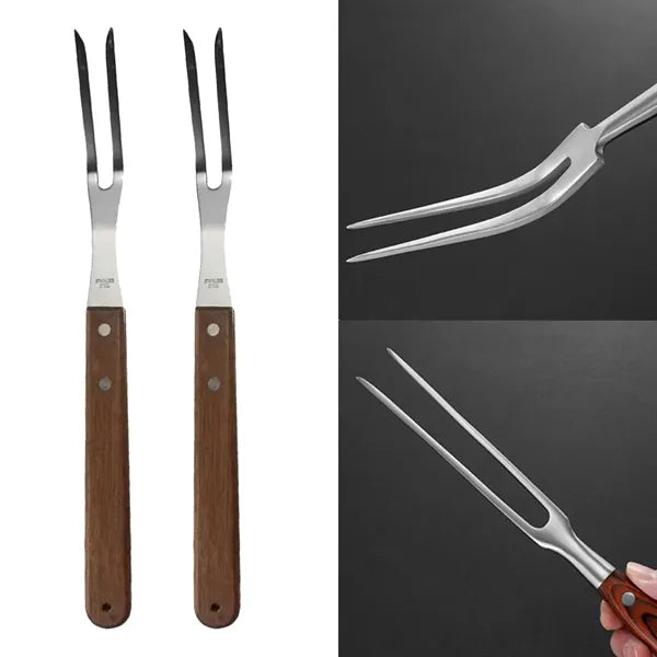 Picnic Barbecue Forks With Wooden Handle