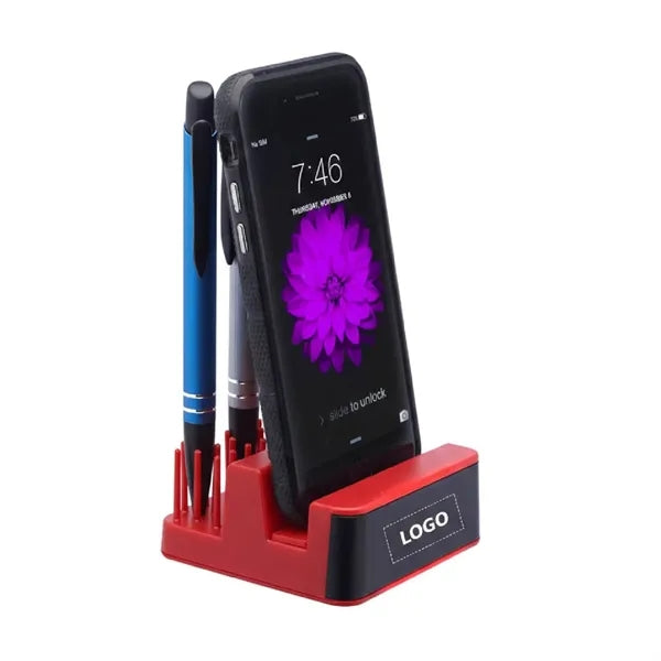 Light Up Logo Pen Holder Phone Stand
