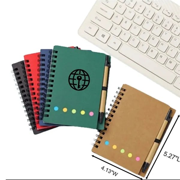 Kraft Paper Spiral Notebook with Sticky Notes