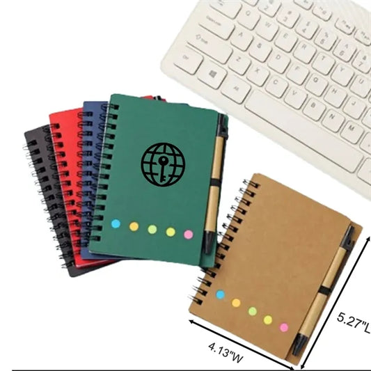 Kraft Paper Spiral Notebook with Sticky Notes