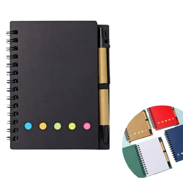 Kraft Paper Spiral Notebook with Sticky Notes