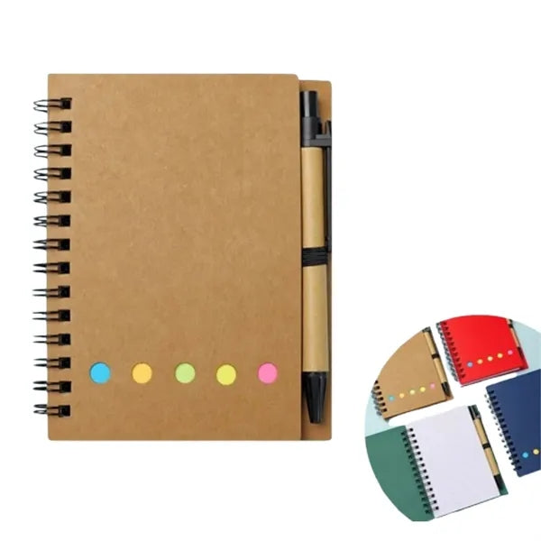 Kraft Paper Spiral Notebook with Sticky Notes