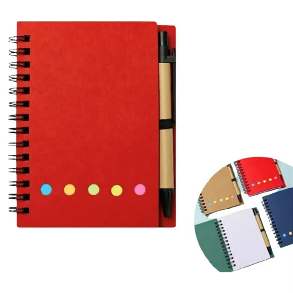 Kraft Paper Spiral Notebook with Sticky Notes
