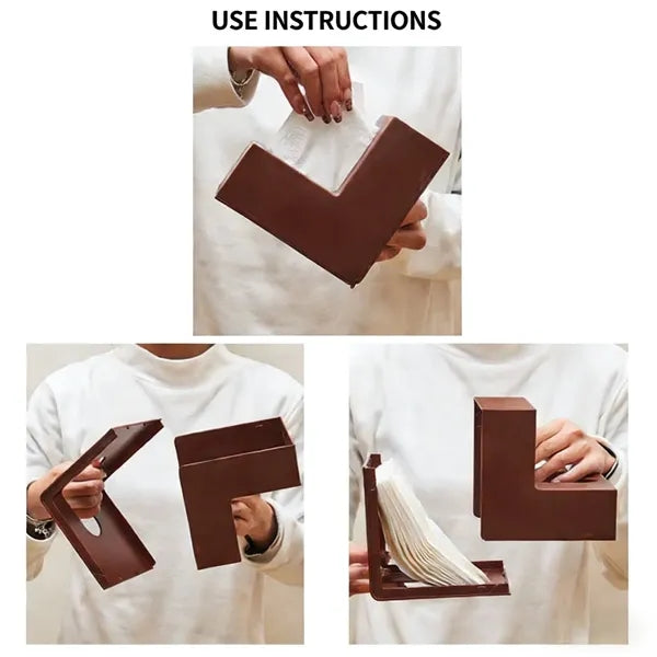 L Shape Creative Foldable Desk Tissue Dispenser Holder