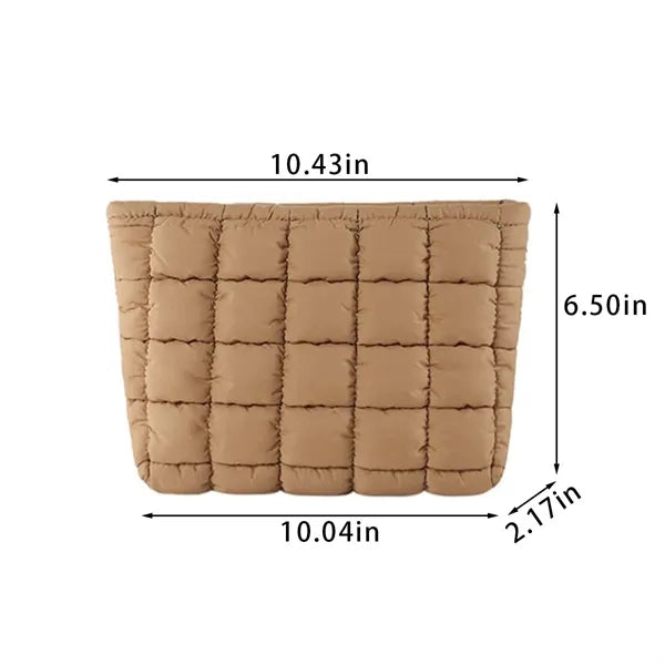 Portable travel toiletry organizer puffy quilted makeup bag