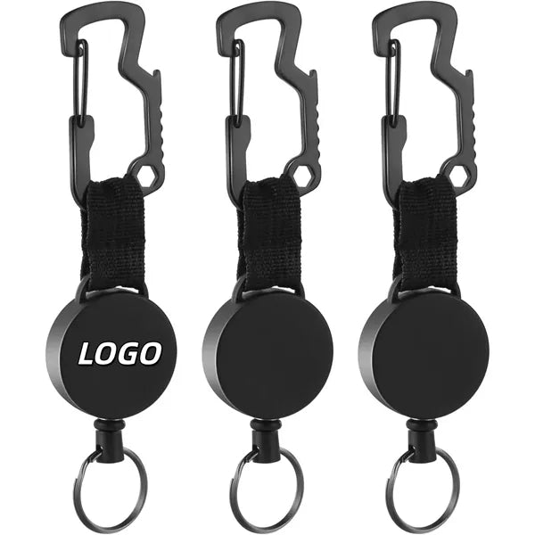 Plastic Metal Retractable Carabiner Badge Reel Keychain