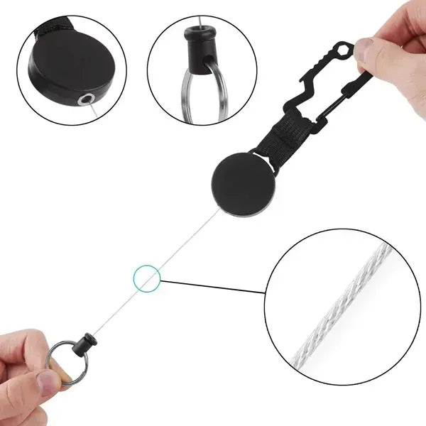 Plastic Metal Retractable Carabiner Badge Reel Keychain