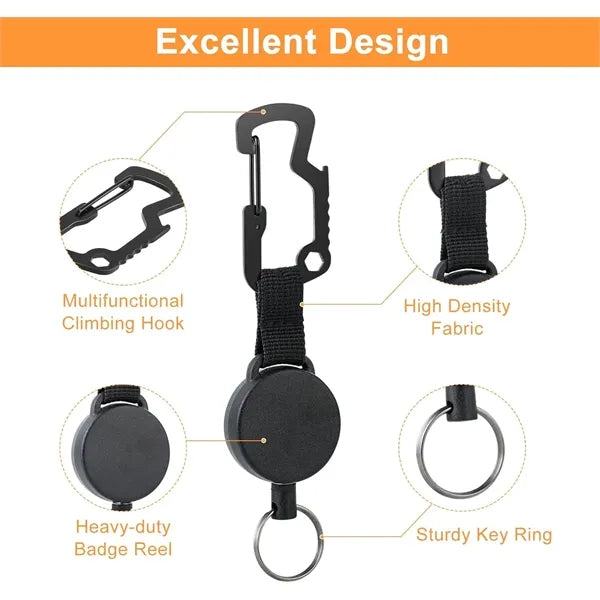 Plastic Metal Retractable Carabiner Badge Reel Keychain