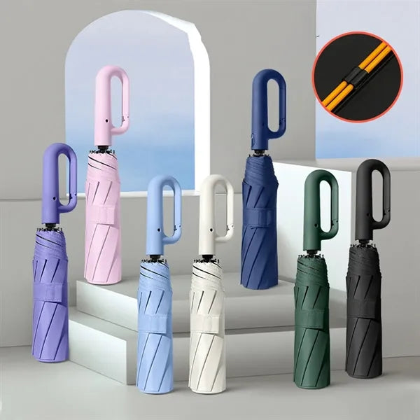 10 Sturdy Ribs Automatic Open Folding Buckle Sun Umbrella