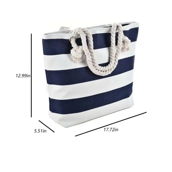 Large Blue Water Resistant Beach Travel Shoulder Tote Bag