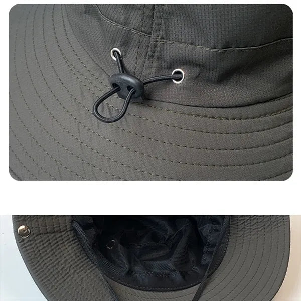 Outdoor Wide Brim Bucket Hat with Adjustable Strap