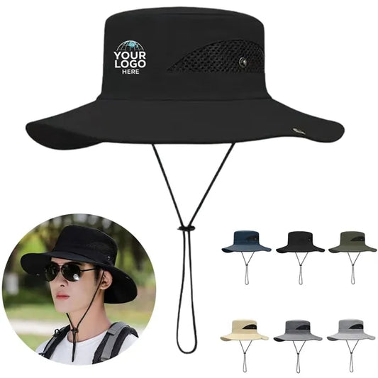 Outdoor UV Protection Mesh Wide Brim Bucket Hat