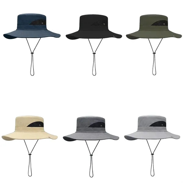 Outdoor UV Protection Mesh Wide Brim Bucket Hat