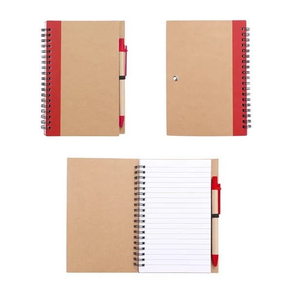 Kraft Cover Eco Inspired Spiral Notebook Journal W/Pen 5"x7"