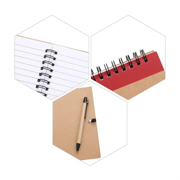 Kraft Cover Eco Inspired Spiral Notebook Journal W/Pen 5"x7"