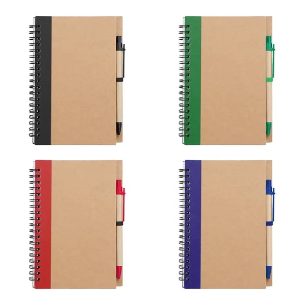 Kraft Cover Eco Inspired Spiral Notebook Journal W/Pen 5"x7"