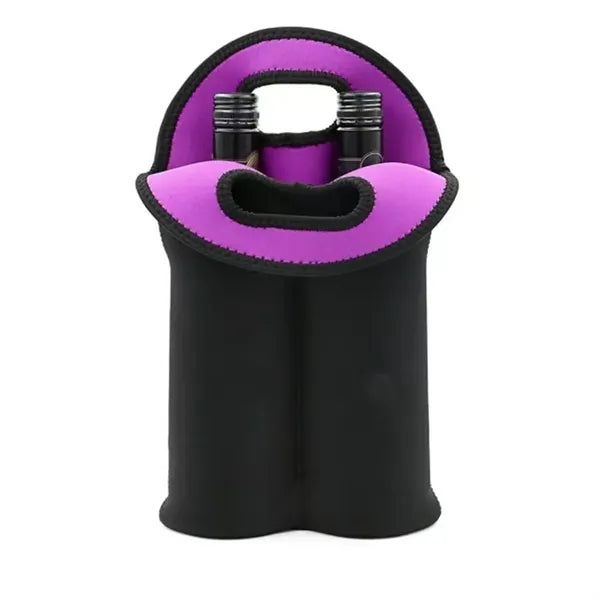 2-Bottle Wine Neoprene Carrier Tote Bag