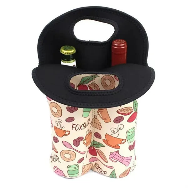 2-Bottle Wine Neoprene Carrier Tote Bag