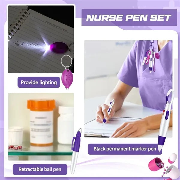 6 pcs nurse pen set with LED flashlight scissors markers