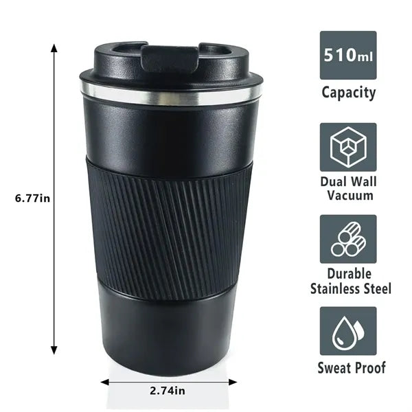 17Oz Double Walled Insulated Vacuum Coffee Tumbler with Lid
