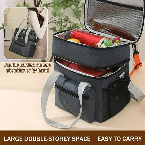 Travel Large-Capacity Insulated Double-Layer Lunch Box Bag