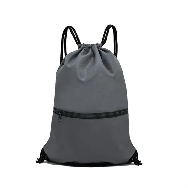 Sporty Drawstring Gym Sackpack with Zipper Pocket
