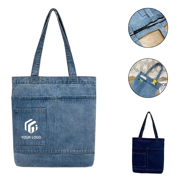 Large capacity casual handbag denim crossbody shoulder bag