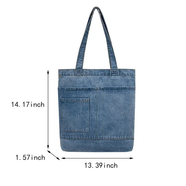 Large capacity casual handbag denim crossbody shoulder bag