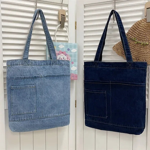 Large capacity casual handbag denim crossbody shoulder bag
