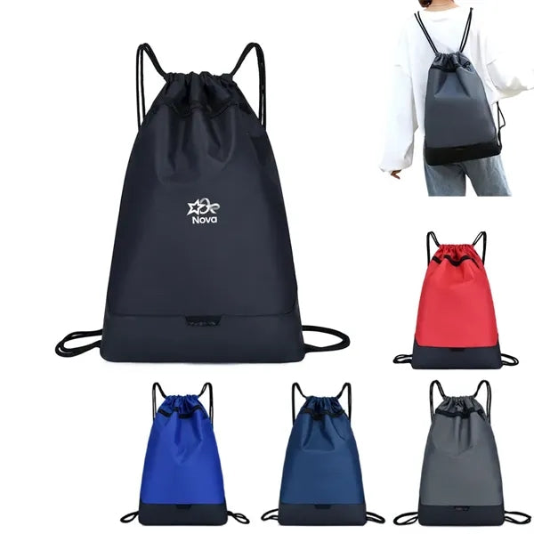 Drawstring Training Gymsack Backpack with Zipper Pocket