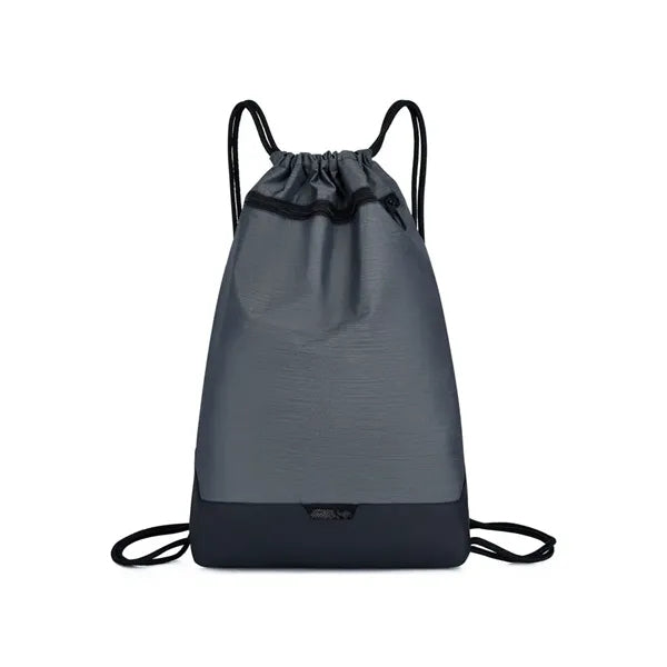 Drawstring Training Gymsack Backpack with Zipper Pocket