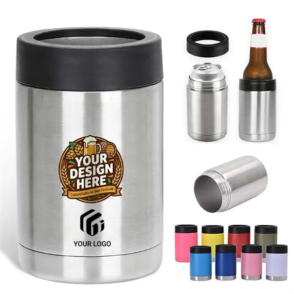 12oz double wall beverage holder insulated bottle can cooler