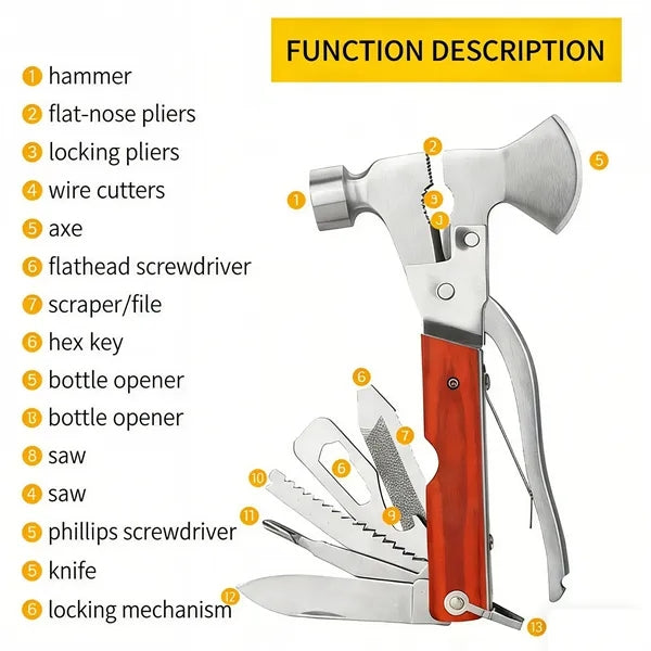 Emergency Escape Axe & Hammer All-in-One Outdoor Tool