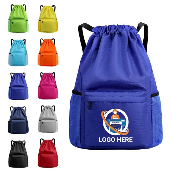 Nylon Multi-Pocket Drawstring Backpack