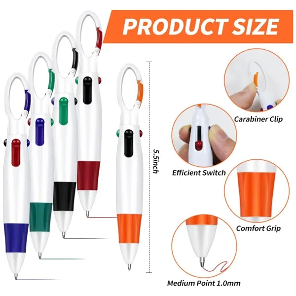 Carabiner Pen Retractable Ballpoint Multicolor Pen
