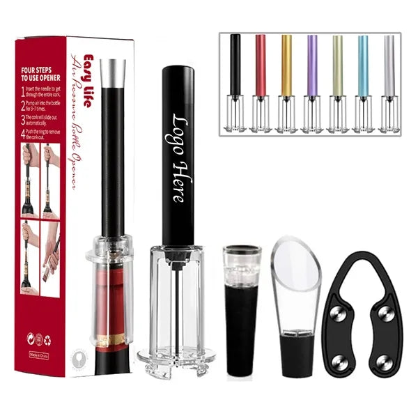 Air Pressure Pump Wine Opener Set With Foil Cutters