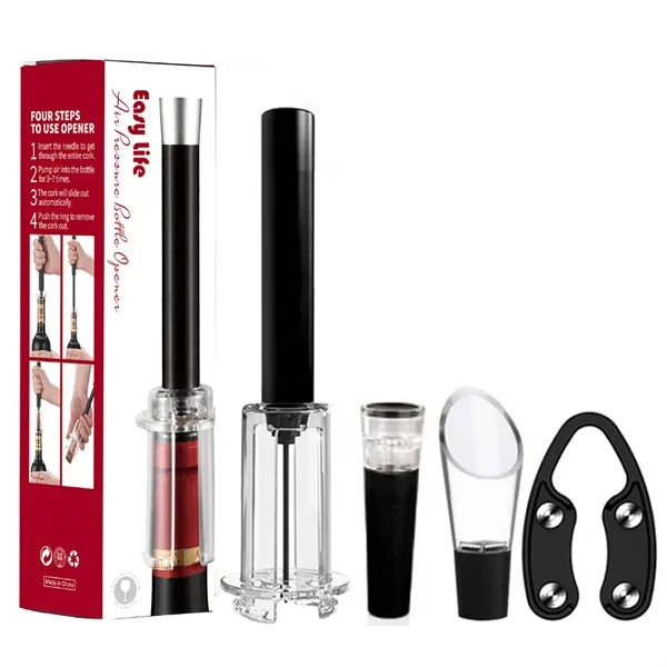 Air Pressure Pump Wine Opener Set With Foil Cutters